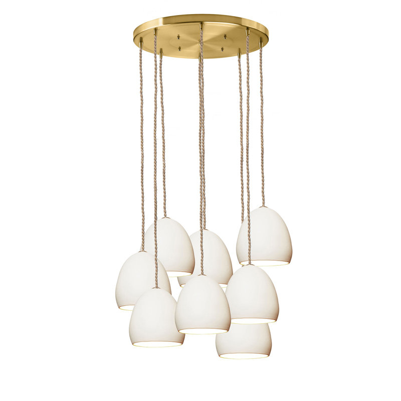 Lustre géométrique 8 lumières avec détails en corde, H 100 po x l 22 po x P 22 po, Incandescent