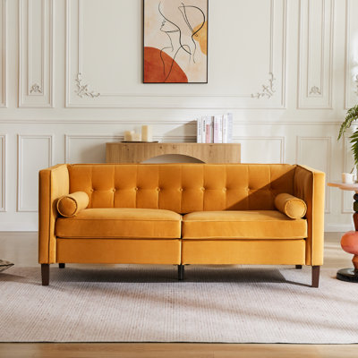 Haahris 69'' W Tuxedo Arm Upholstery Velvet Loveseat Sofa