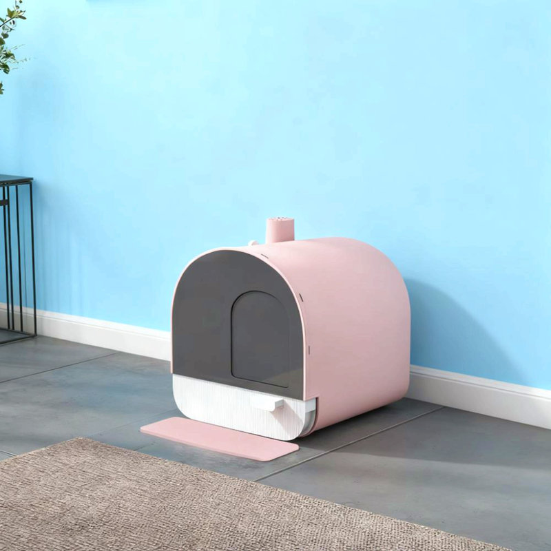 Bac à litière rose avec couvercle avec pelle et filtre, Pink