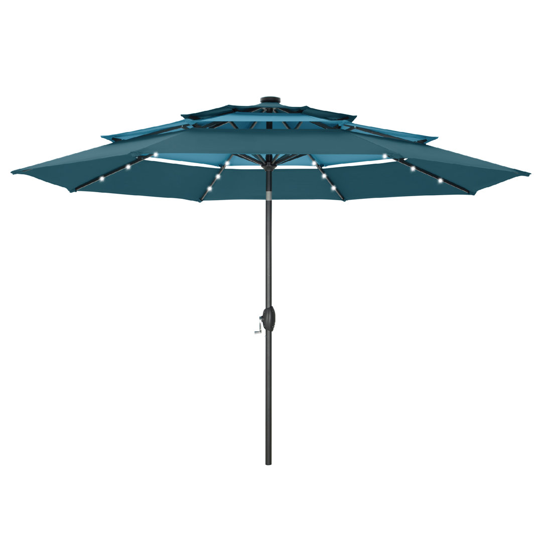 120'' Lighted Umbrella With Crank Arlmont & Co. Fabric 