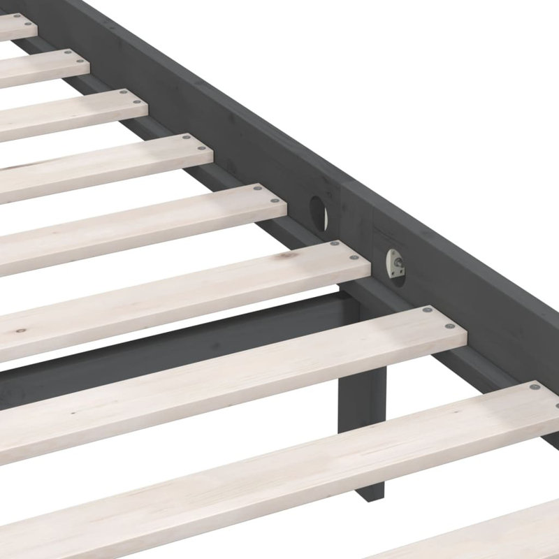 Bed Frame Solid Wood, grey, Single (3')
