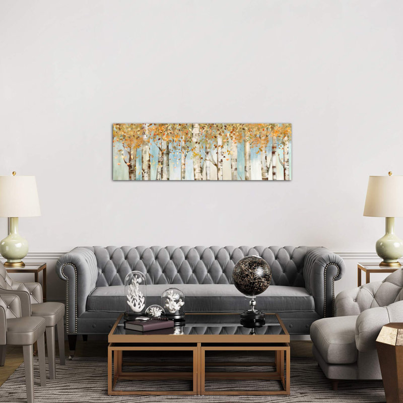 Birch Country by Allison Pearce - Panoramic Painting on Canvas, 30.48 cm H x 91.44 cm W x 1.91 cm D, No Frame