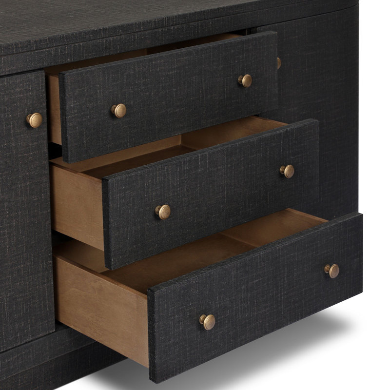 Amelia Media Console, Black Linen