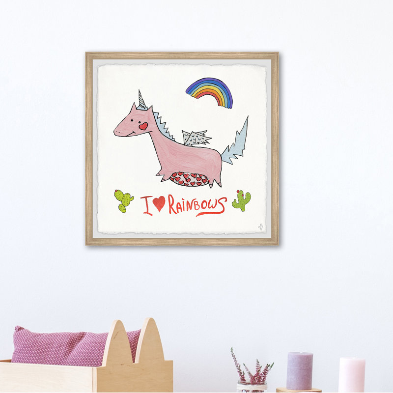 «Dagostino Rainbow and Cactus Unicorn», reproduction encadrée, H 24 po x l 24 po x P 1,5 po