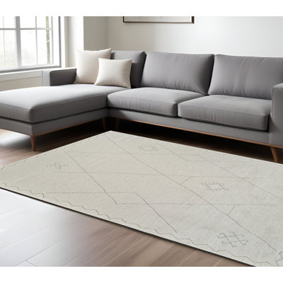 Tapis abstrait antidérapant crème et beige 8 pi x 11 pi