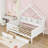 Full 2 Drawers Wood House Platform Bed with LED-730565863