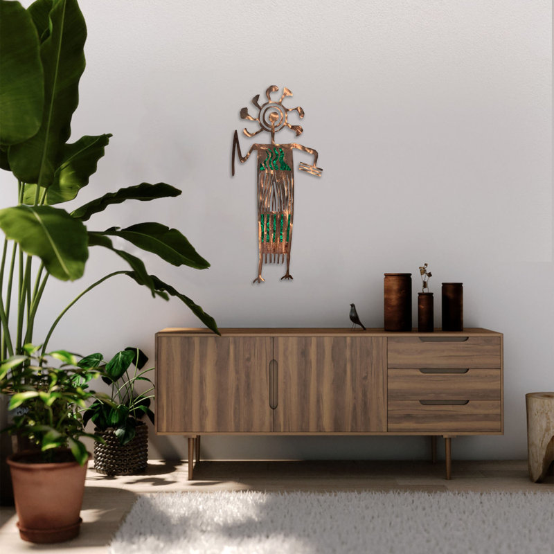 Green Metal Petroglyph Wall Art Decor