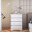 Commode 4 tiroirs, commode sans poignée, commode blanche pour chambre à coucher 100% imperméable, armoire en bois moderne avec cadre robuste pour le salon, l'entrée, la chambre à coucher, le couloir