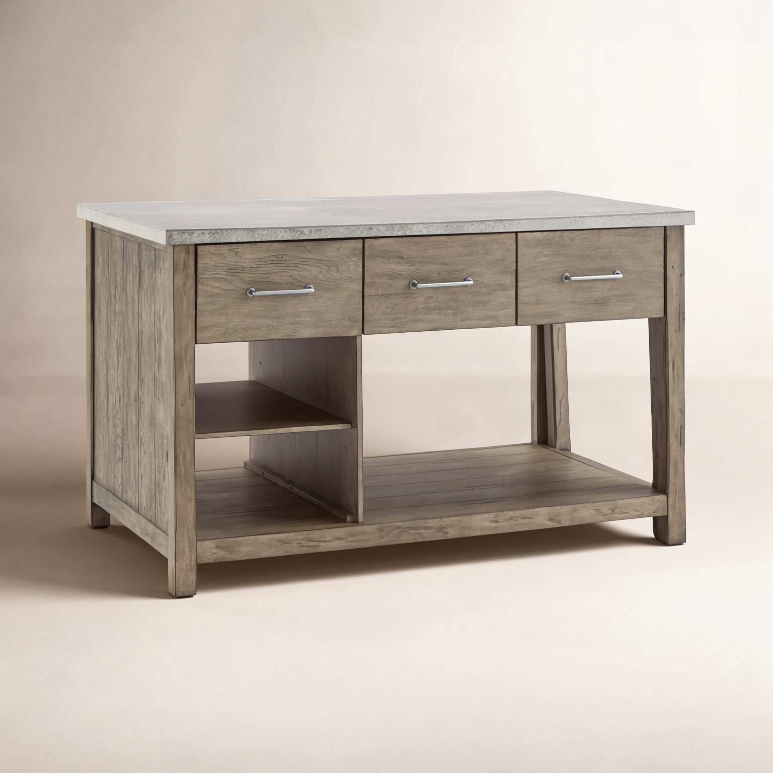 Tinka Kitchen Island, Stainless Steel, Gray