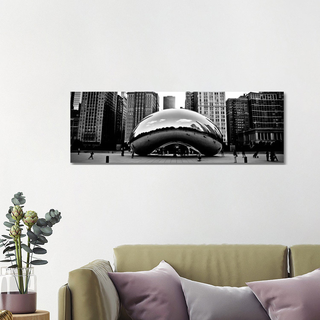 Chicago Skyline Cityscape (Bean) - Wrapped Canvas Panoramic Print