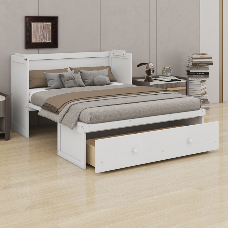 Lit escamotable avec port USB et grand tiroir, Double