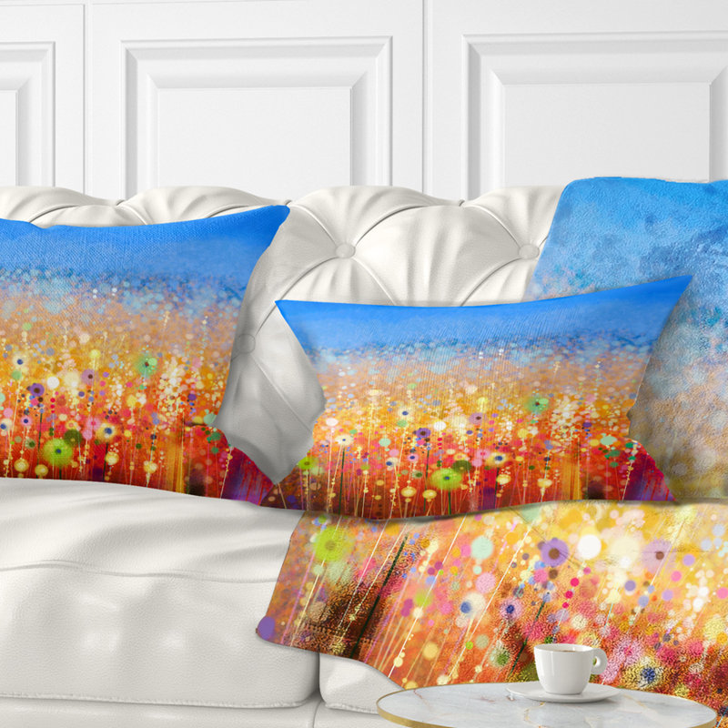 Coussin lombaire en fleurs abstraites de terrain