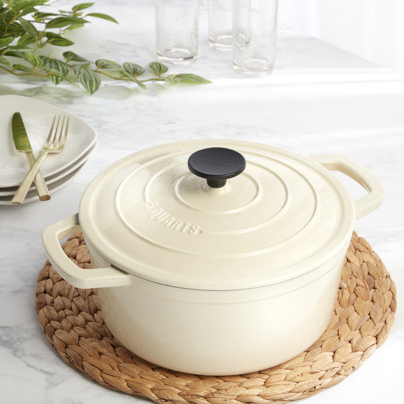 Smith & Clark - cocotte ronde en fonte émaillée, 5 pte, Blanc