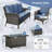 7 - Person Rectangular Outdoor Dining Set with Fire Pit Table and Cushions-1207009677-1194115120