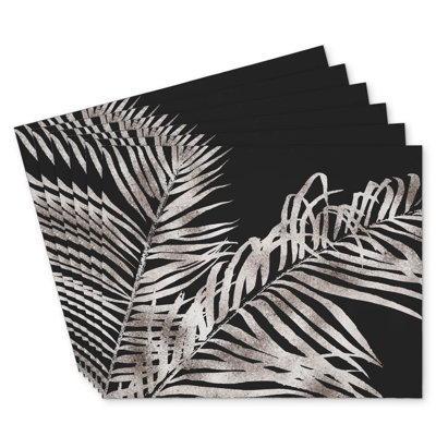 Tropical Gold Leaves Polyester Kibbe Set of 6 - Home Decor