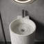 Lavabo de salle de bain mural rond 16 "à surface solide avec support de fixation, lavabo moderne d'aspect marbre-130524300