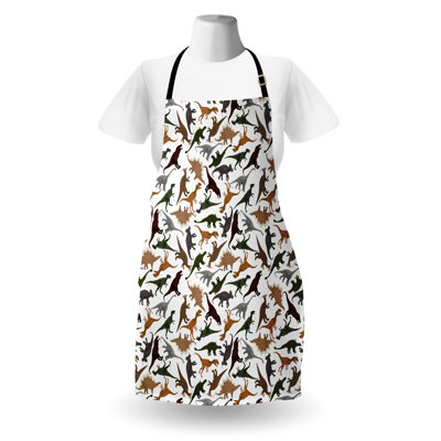 East Urban Home Jurassic Apron Unisex Wild Enormous Museum Adult Size Dark Orange Burgundy