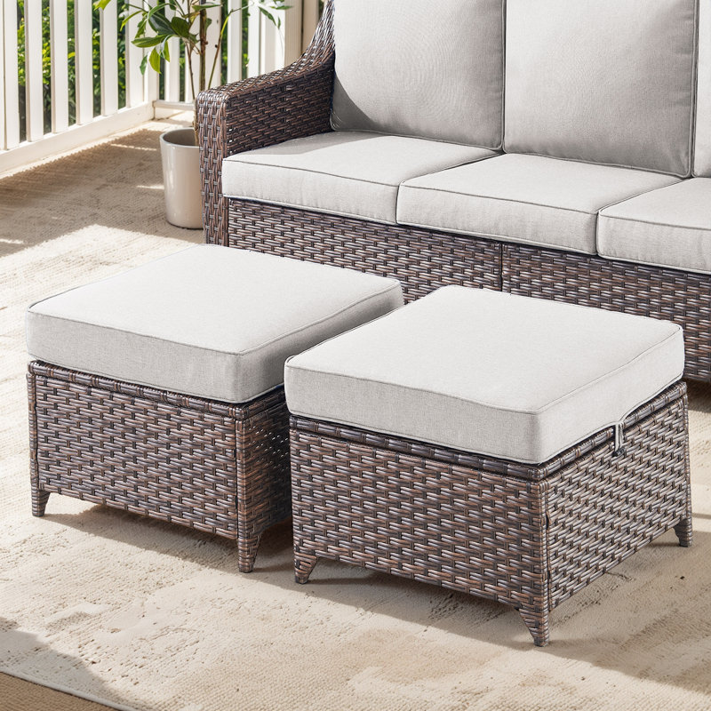 Repose-pieds d'extérieur avec coussin Sunbrella® Tya, Beige