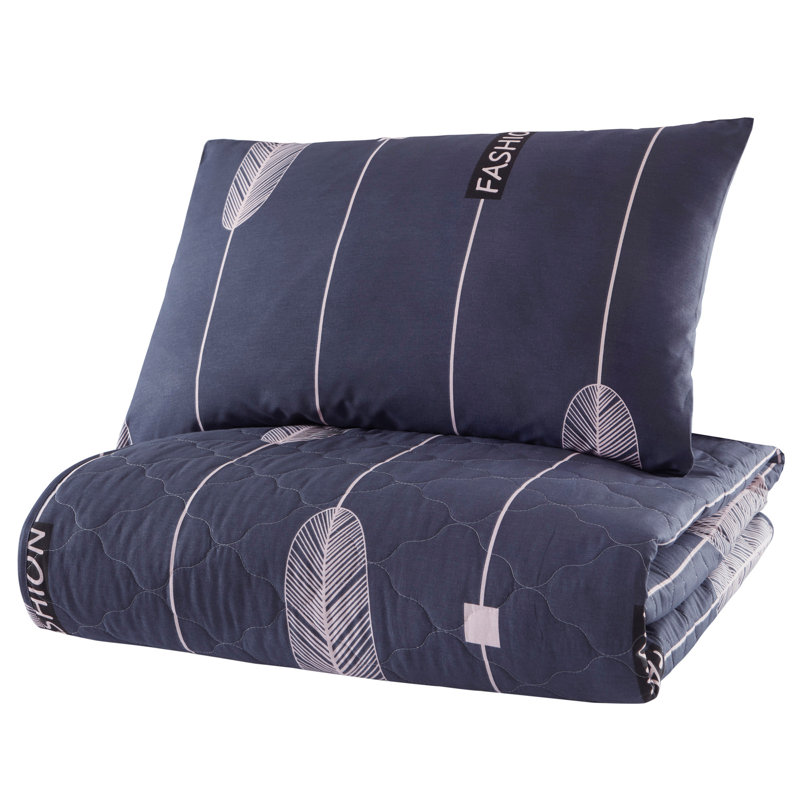Cotton Abstract Coverlet, Dark Blue/Rose, 71" x 89" Bedspread + 1 Standard Pillowcase