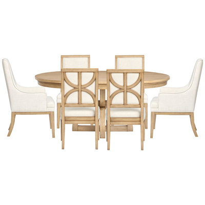 Table de salle à manger extensible ronde 48 po avec 4 chaises d'appoint rembourrées et 2 chaises d'appoint