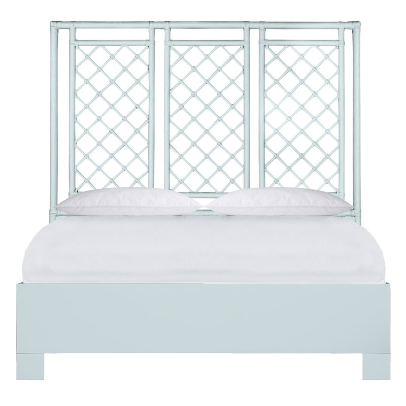 X & Diamond Low Profile Standard Bed, Queen, Light Blue