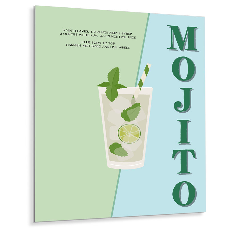 Mojito traditionnel cubain Punch IV - salon d'art mural cocktails, Métal, H 40 po x l 30 po x P 1,5 po