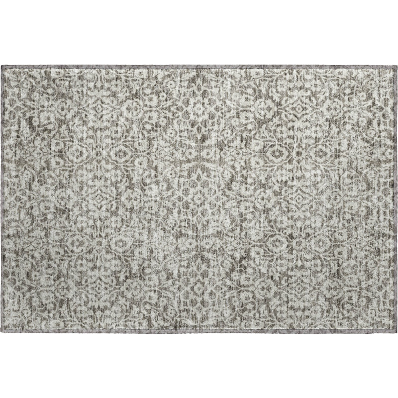 Premium Machine Washable Prisco Taupe Rug, Rectangle 1'8" x 2'6"