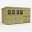 Total Sheds 12ft x 6ft Pent Garden Shed - Double Door - With Windows - Pressure Treated Timber - UK Manufactured
