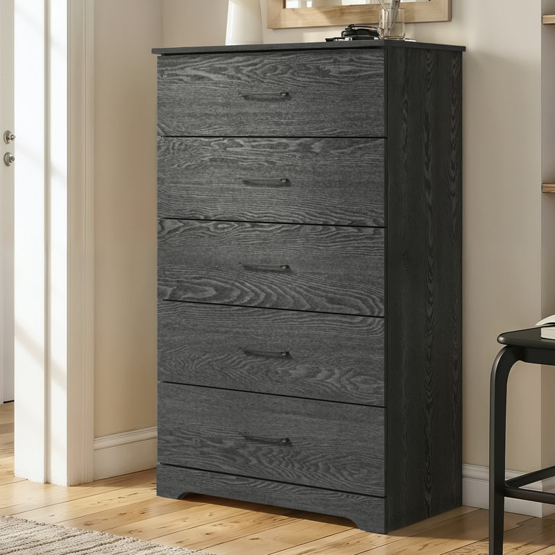 Arkia 5 Drawer 31.5" W Dresser, Dark Gray