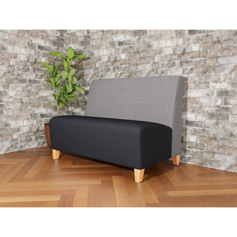 Causeuse sans accoudoirs Ravenna, Gris Chambray / noir Patriot Plus, Bois naturel