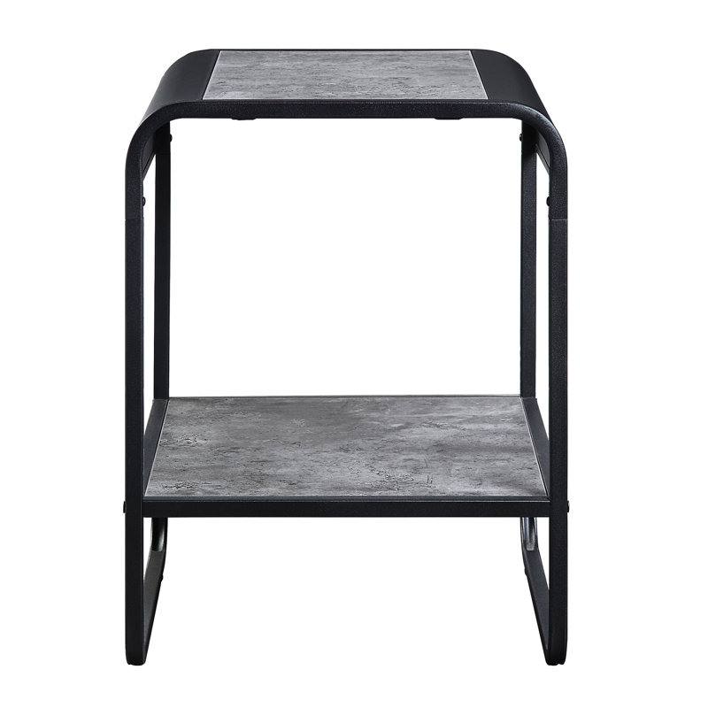 Modern Black + Grey End Table With Veneer Decoration Sleek Concrete Grey And For Interiors