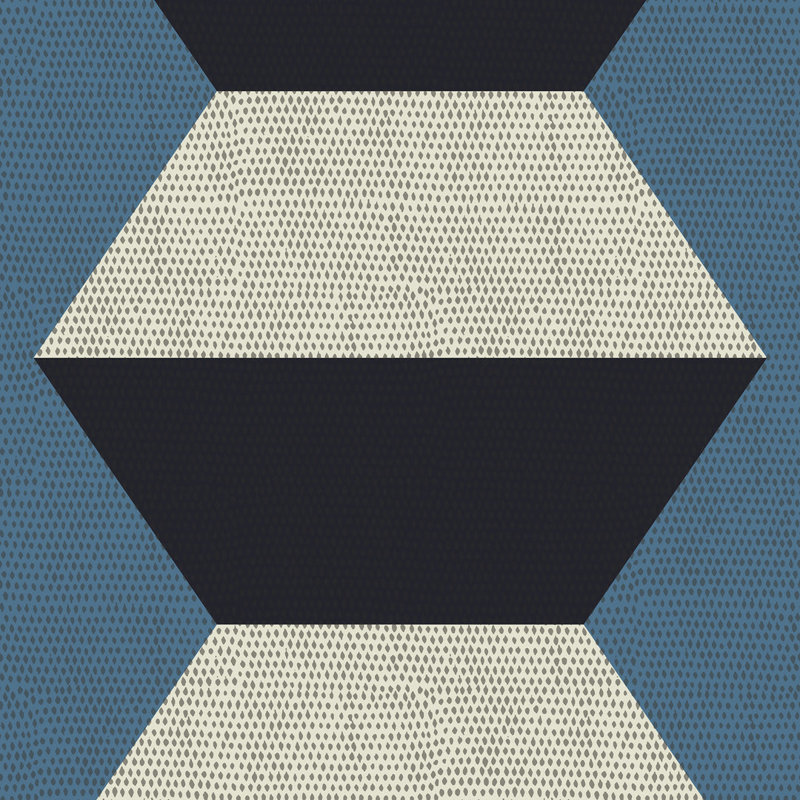 Infinity Blocks - Lacquered Wallpaper, Blue Horizon, Faux Grasscloth, Non-Pasted