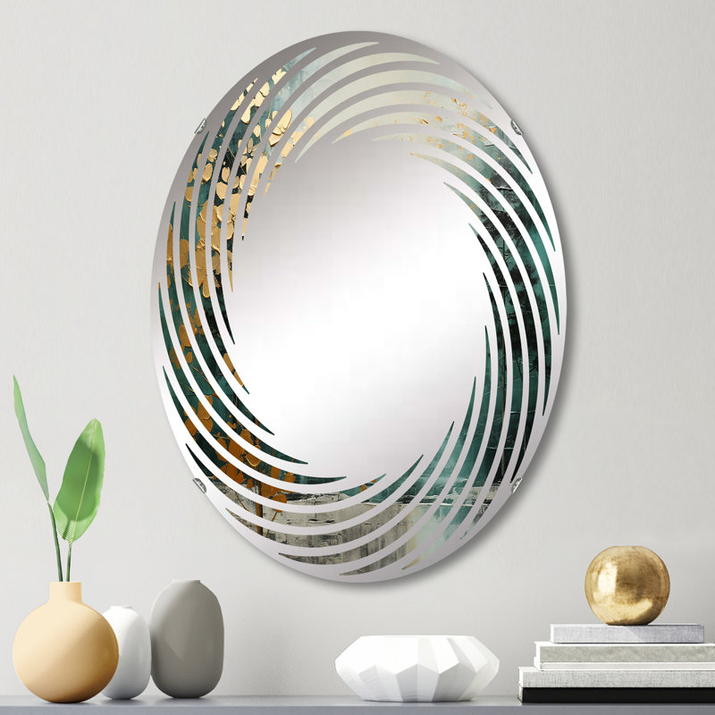 Golden Emerald Forest - Miroir mural en spirale MIR106025 O, L 20 po x H 30 po