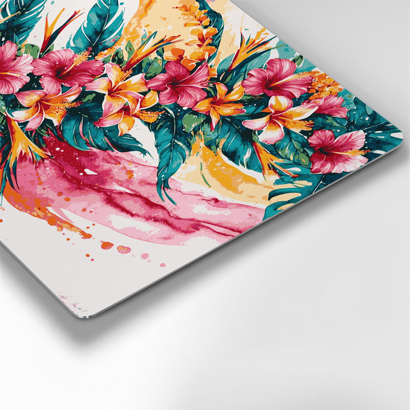 «Hawaiian Flower Sprays», art mural en métal beige