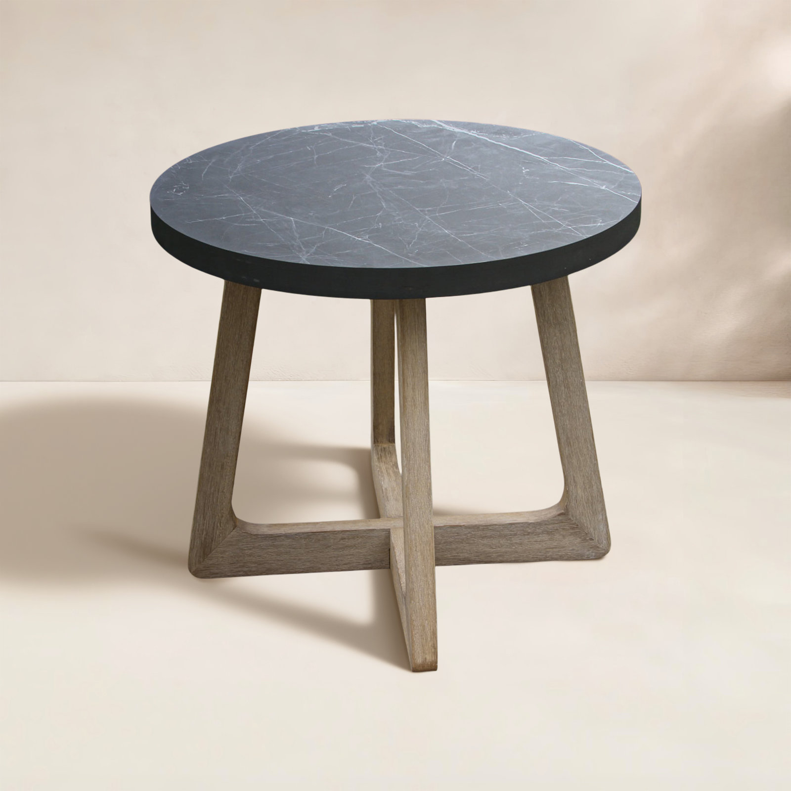 Posey 22" Patio Side Table, Black Marble
