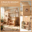 Lit mezzanine avec escalier de rangement AVELOR Playhouse, lit amusant pour enfants avec support à lattes, aucun sommier nécessaire-620506741-620506742