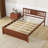 Full Size Mid-Century Pine Solid Wood Platform Bed Frame with Headboard Slat Support-97272522-97272527