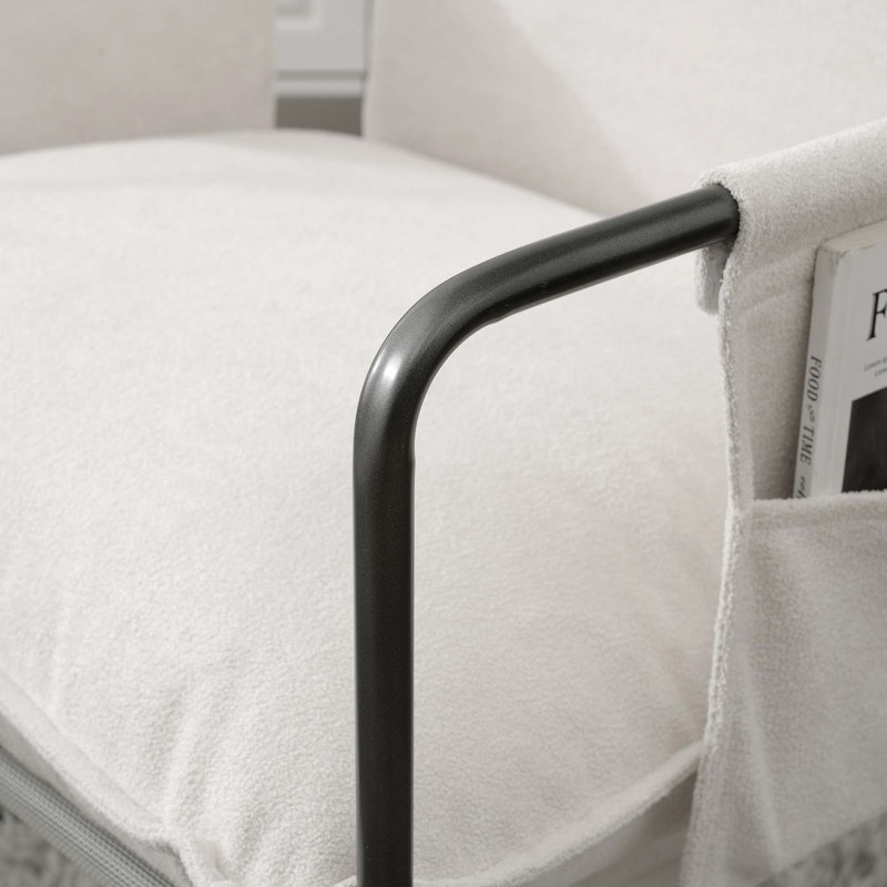 Fauteuils suspendus 2 pièces à structure en métal avec poches de rangement, Polyester blanc