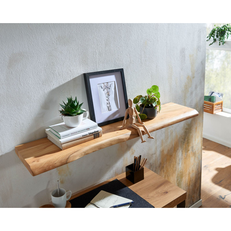 Salters Acacia Solid Wood Floating Shelf, 4cm H x 120cm W x 26cm D