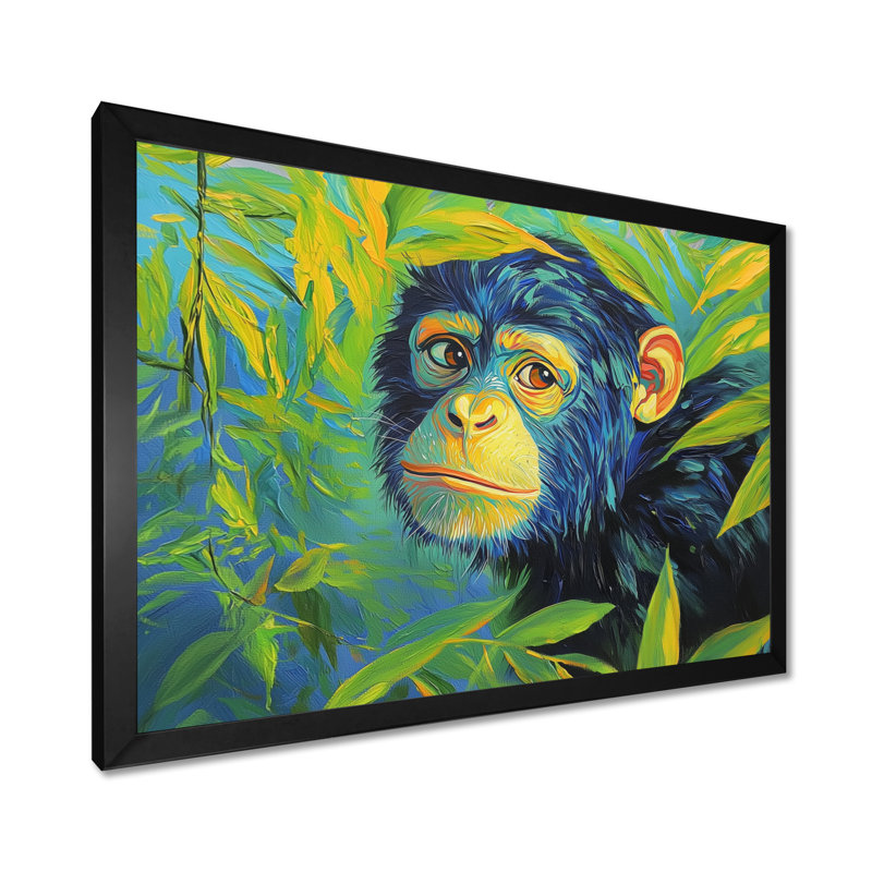 «Playful Monkey Primer In The Jungle II», Reproduction encadrée d'une seule photo sans pass, Noir, H 12 po x l 20 po