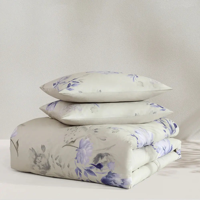 Egyptian Cotton Cotton Sateen Duvet Cover Set Set, King Duvet Cover + 2 King Shams