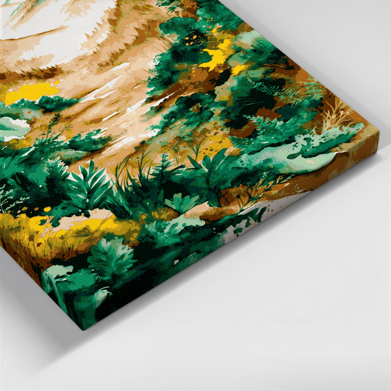 Aquarelle, paysage, 80, toile beige, H 36 po x l 24 po