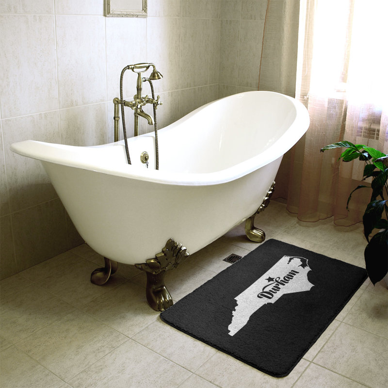 Tapis rectangulaire antidérapant pour salle de bain, L 21 po x L 34 po, Noir, Durham, Caroline du Nord 