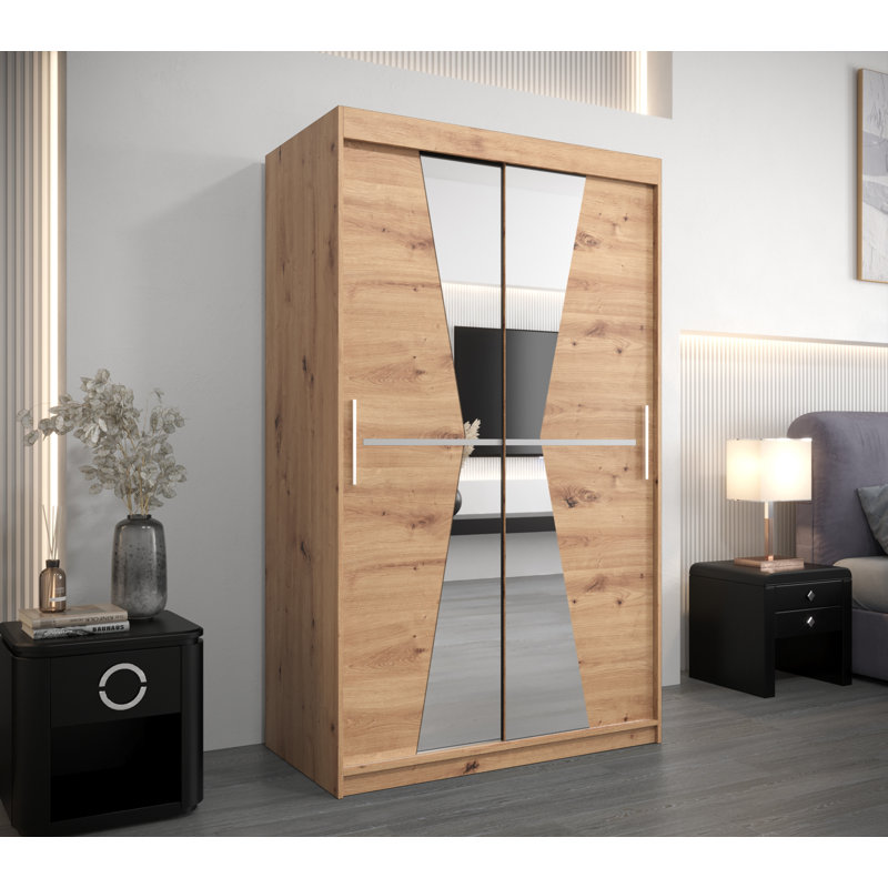Cullom 2 Door Manufactured Wood Wardrobe, Oak Artisan, 200Cm H x 120Cm W x 62Cm D
