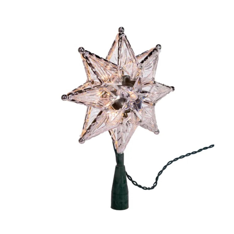 Clear Plastic 10-Light 8-Point Star Christmas Tree Topper