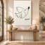 Dessin minimaliste de colombe noire au trait, art mural neutre sur toile-956781719