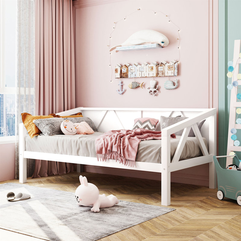 Lit de jour en bois, Blanc, Simple