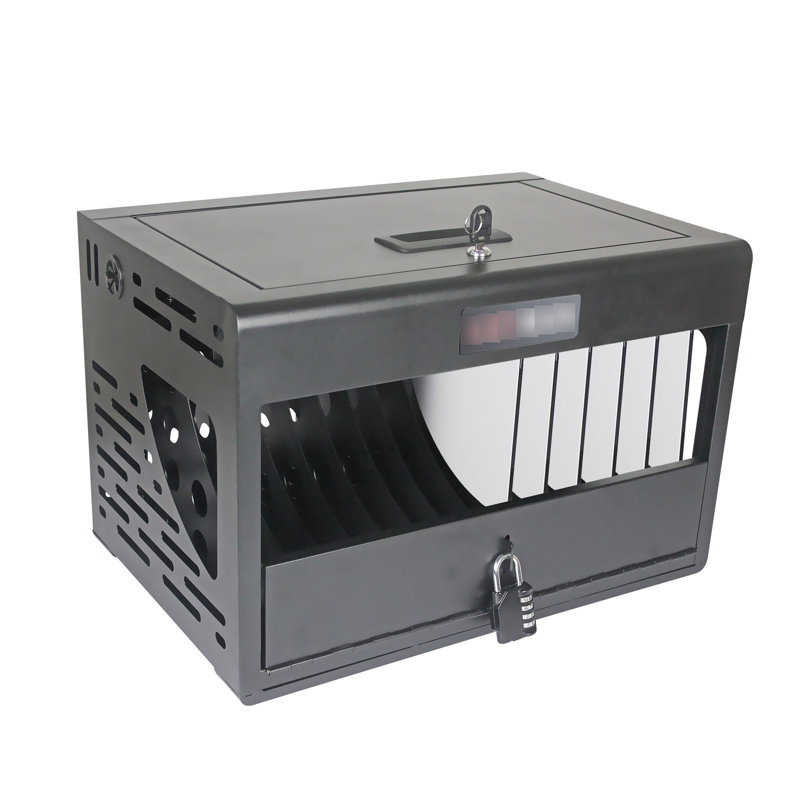 Locked Charging Cabinet For 16 Laptops, - Black Finish Locking Station Laptops &, Black