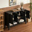 Buffet de rangement 55,1 po avec 4 portes, tablettes réglables, tablette ouverte et crochets doubles pour le salon, la salle à manger ou le couloir.-1071356433