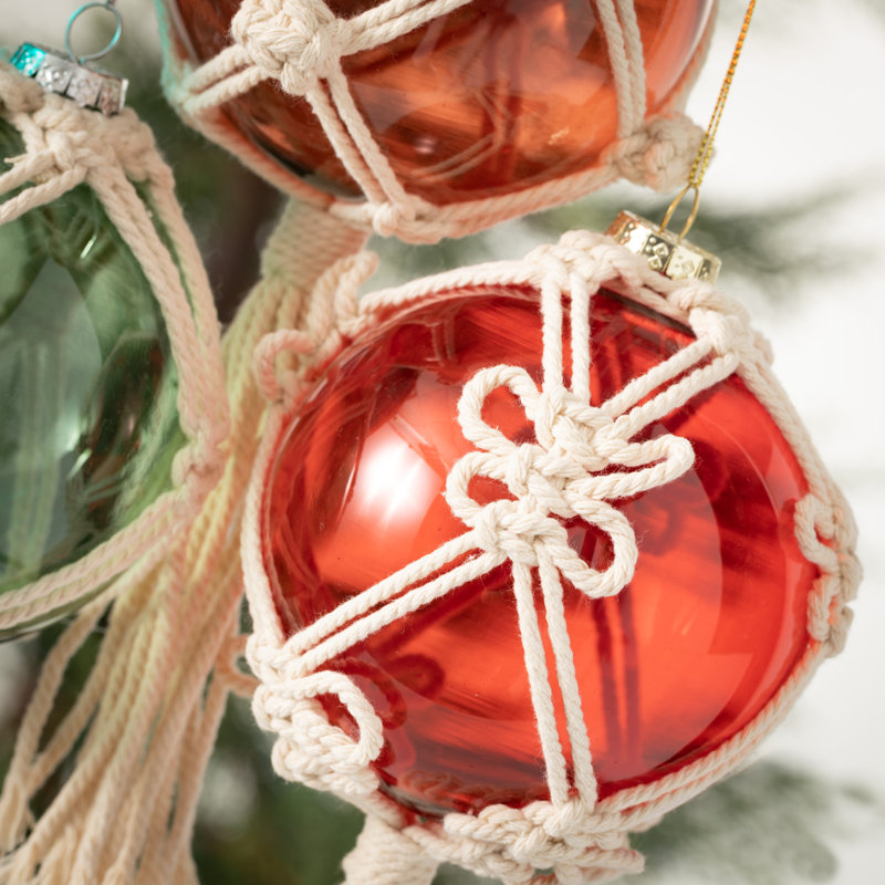 Ensemble d'ornement boule de verre en macramé 4 pièces
